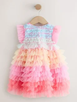 Outlet Next Rainbow Tiered Mesh Party Dress (3mths-8yrs)