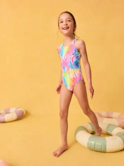 Next Rainbow Zebra Double Strap Swimsuit (3-16yrs)^ Swimwear|Swimwear