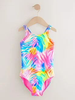 Next Rainbow Zebra Double Strap Swimsuit (3-16yrs)^ Swimwear|Swimwear