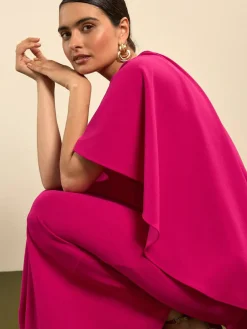 Next Raspberry Pink Cape Maxi Dress