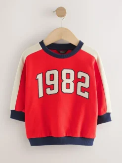 Discount Next Red 1982 All-Over Print Crew Neck Sweatshirt (3mths-7yrs)