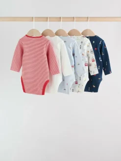 Next Red Baby London Long Sleeve Bodysuits 5 Pack^BOY Bodysuits & Vests|Vests