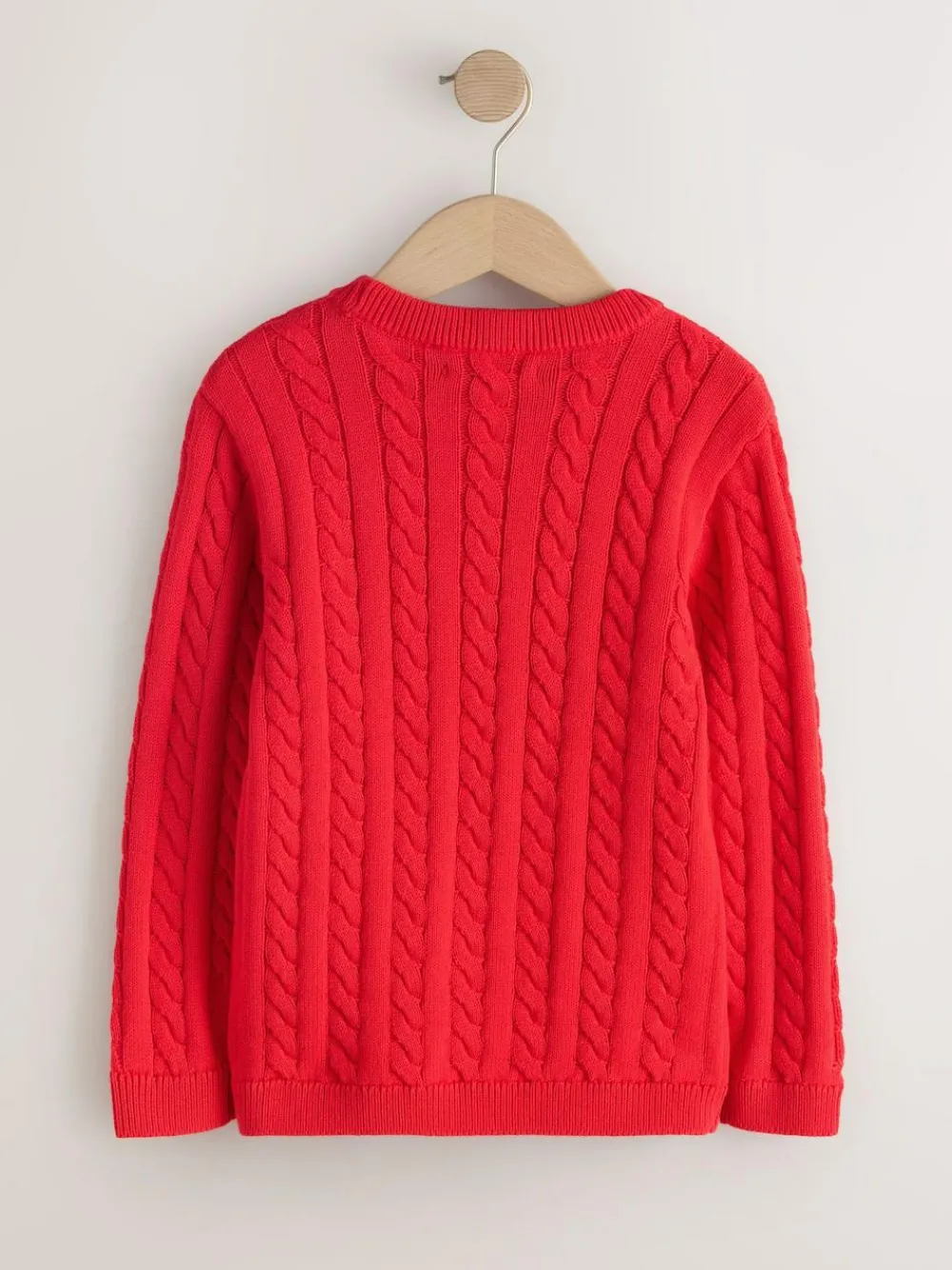 Next Red Cable Knit Crew Neck Jumper (3-16yrs)^BOY Knitwear & Sweaters|Knitwear
