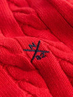 Next Red Cable Knit Crew Neck Jumper (3-16yrs)^BOY Knitwear & Sweaters|Knitwear