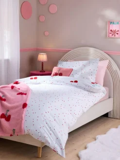 Next Red Cherry Poms Printed Polycotton Duvet Cover and Pillowcase Bedding Set^ Childrens Bedding|Bedsets & Duvet Covers