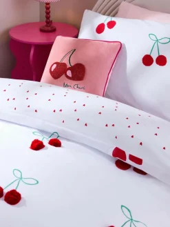 Next Red Cherry Poms Printed Polycotton Duvet Cover and Pillowcase Bedding Set^ Childrens Bedding|Bedsets & Duvet Covers