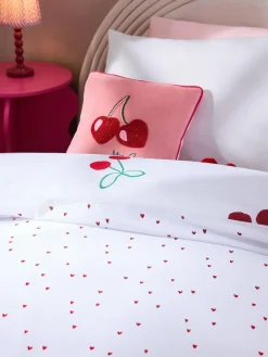 Next Red Cherry Poms Printed Polycotton Duvet Cover and Pillowcase Bedding Set^ Childrens Bedding|Bedsets & Duvet Covers