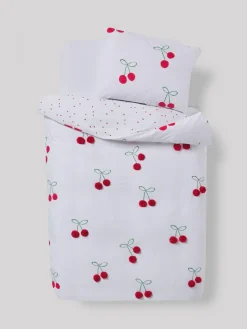 Next Red Cherry Poms Printed Polycotton Duvet Cover and Pillowcase Bedding Set^ Childrens Bedding|Bedsets & Duvet Covers