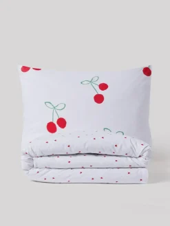 Next Red Cherry Poms Printed Polycotton Duvet Cover and Pillowcase Bedding Set^ Childrens Bedding|Bedsets & Duvet Covers