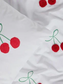 Next Red Cherry Poms Printed Polycotton Duvet Cover and Pillowcase Bedding Set^ Childrens Bedding|Bedsets & Duvet Covers