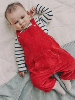 New Next Red Cord Dungarees and Bodysuit Set (0mths-2yrs)