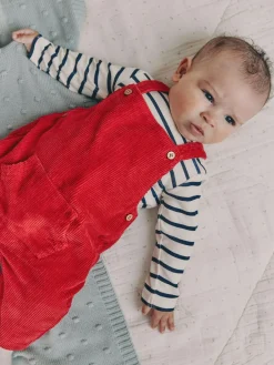 New Next Red Cord Dungarees and Bodysuit Set (0mths-2yrs)