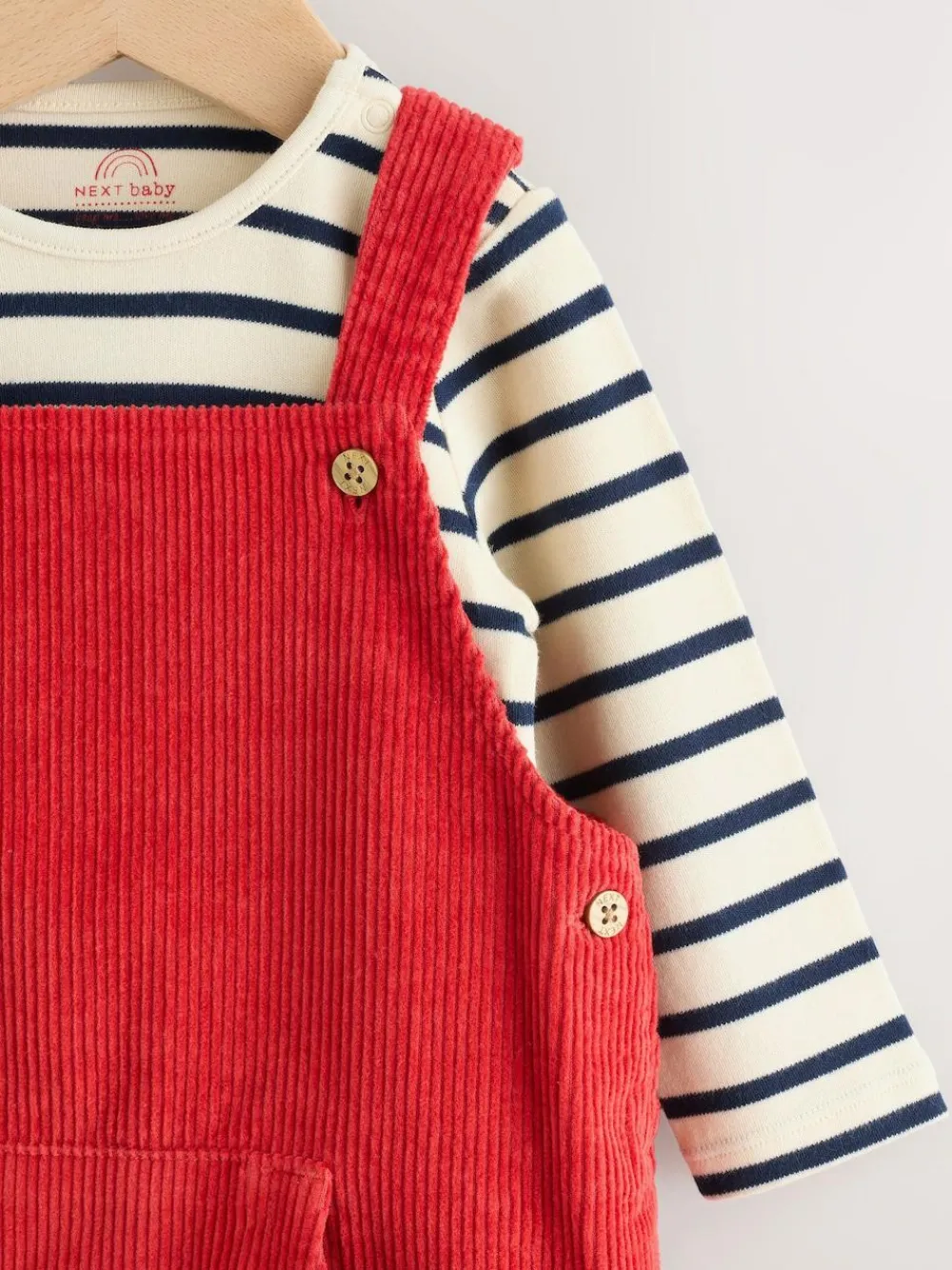 New Next Red Cord Dungarees and Bodysuit Set (0mths-2yrs)
