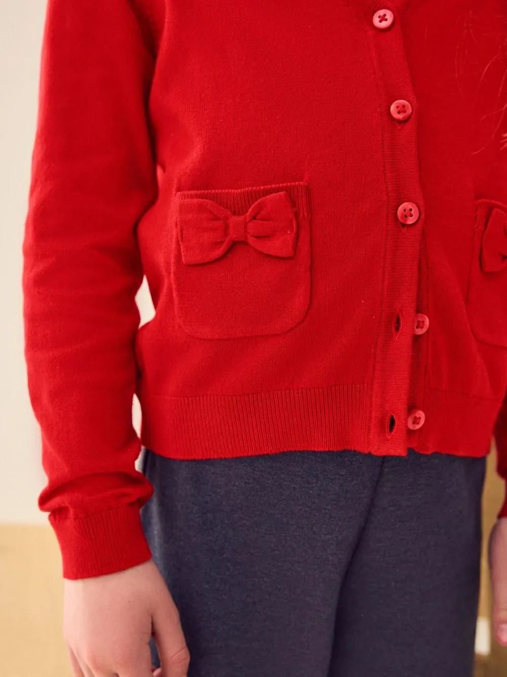 Next Cotton Rich Bow Pocket School Cardigan (3-16yrs)^ Knitwear & Sweaters|Knitwear