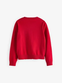 Next Cotton Rich Scalloped Edge School Cardigan (3-16yrs)^ Knitwear & Sweaters|Knitwear