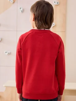 Next Red Crew Neck School Sweater (3-17yrs)^BOY Sweatshirts & Hoodies|Sweatshirts & Hoodies