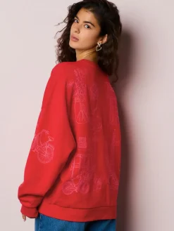 Next Red Embroidered Sweatshirt^Women Hoodies & Sweatshirts