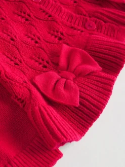 Best Next Frill Knitted Bow Cardigan Set (0mths-3yrs) Red