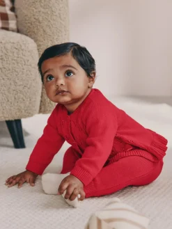 Best Next Frill Knitted Bow Cardigan Set (0mths-3yrs) Red