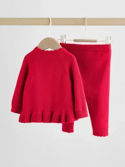 Best Next Frill Knitted Bow Cardigan Set (0mths-3yrs) Red