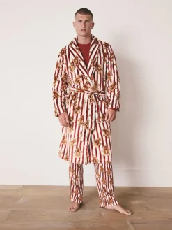 Next Red Gingerbread Matching Family Christmas Cosy Fleece Dressing Gown^ Bathrobe