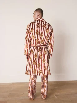 Next Red Gingerbread Matching Family Christmas Cosy Fleece Dressing Gown^ Bathrobe