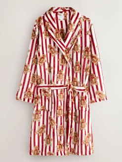Next Red Gingerbread Matching Family Christmas Cosy Fleece Dressing Gown^ Bathrobe
