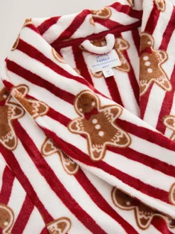 Next Red Gingerbread Matching Family Christmas Cosy Fleece Dressing Gown^ Bathrobe