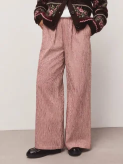 Next Gingham Wide Leg Trousers Red