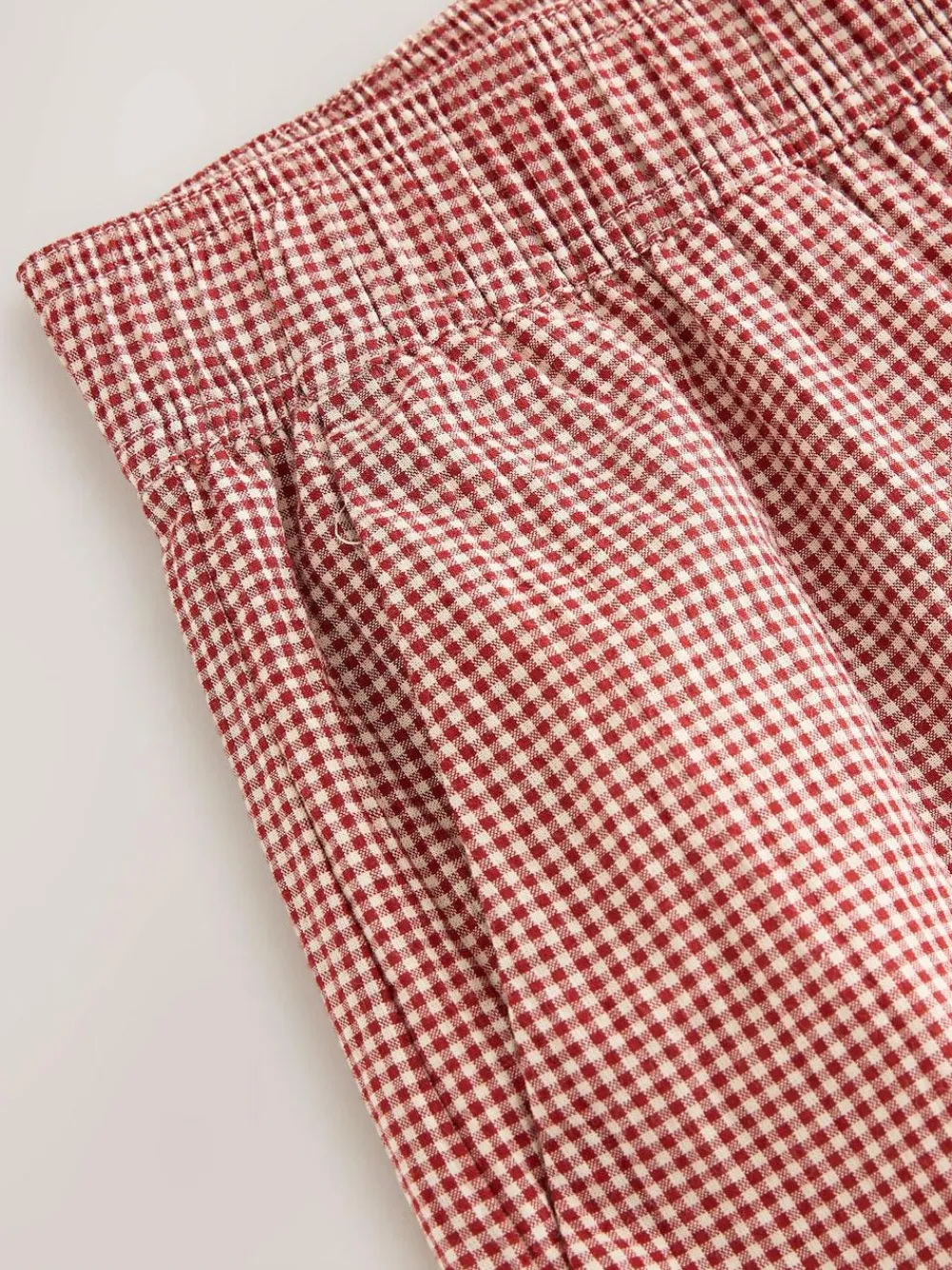 Next Gingham Wide Leg Trousers Red