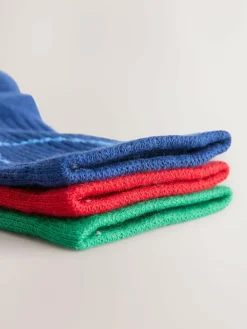 New Next Red Green and Blue 3 Pack Cotton Rich Cushioned Sole Ankle Socks
