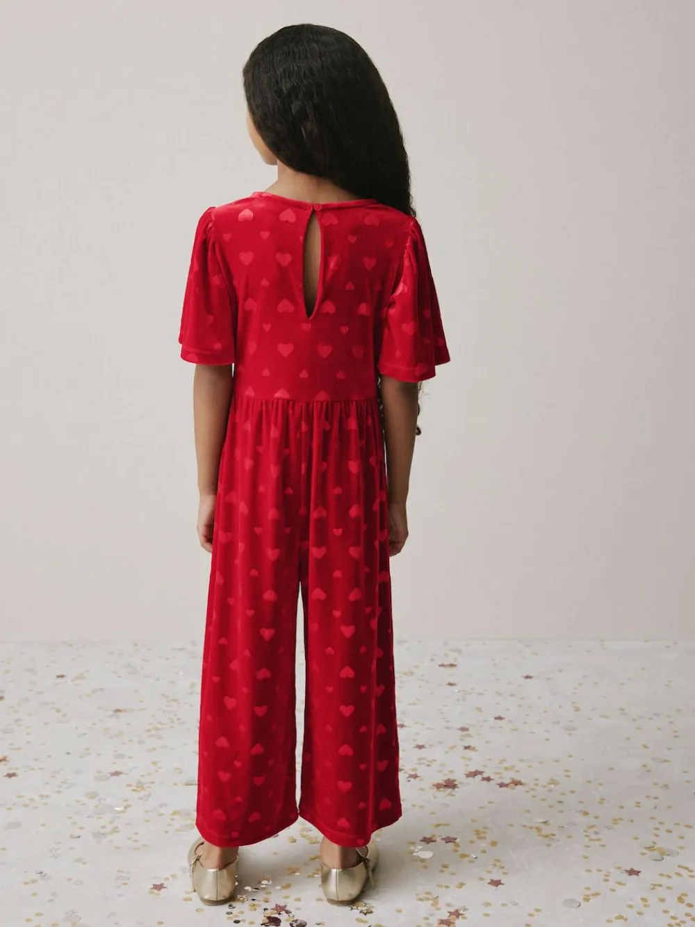 Next Heart Embossed Velour Jumpsuit (3-16yrs)^ Jumpsuits & Playsuits