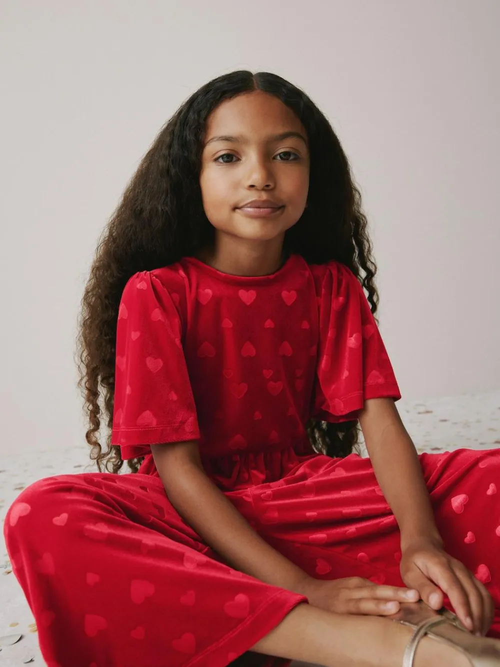 Next Heart Embossed Velour Jumpsuit (3-16yrs)^ Jumpsuits & Playsuits