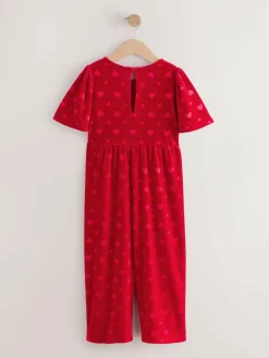 Next Heart Embossed Velour Jumpsuit (3-16yrs)^ Jumpsuits & Playsuits