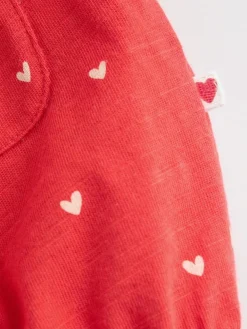 New Next 3 Pack Baby Rompers Red Heart Printed Button Through