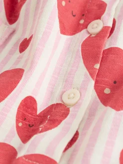 New Next 3 Pack Baby Rompers Red Heart Printed Button Through