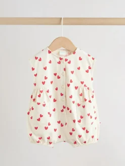 New Next 3 Pack Baby Rompers Red Heart Printed Button Through
