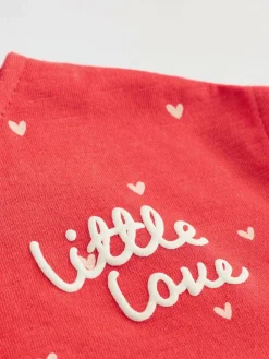 New Next 3 Pack Baby Rompers Red Heart Printed Button Through