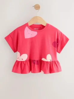 Next Red Heart Short Sleeve Peplum T-Shirt (3mths-7yrs)
