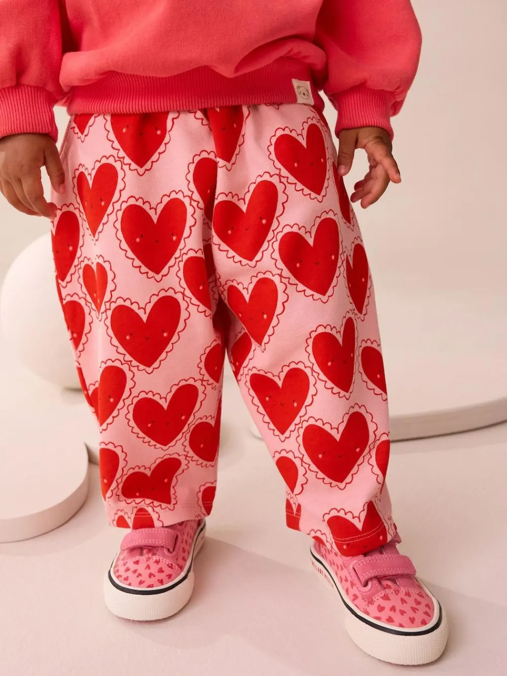 Next Red Heart Textured Barrel Leg Trousers (3mths-7yrs)^ Baby Girls|Pants & Leggings