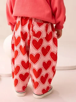 Next Red Heart Textured Barrel Leg Trousers (3mths-7yrs)^ Baby Girls|Pants & Leggings