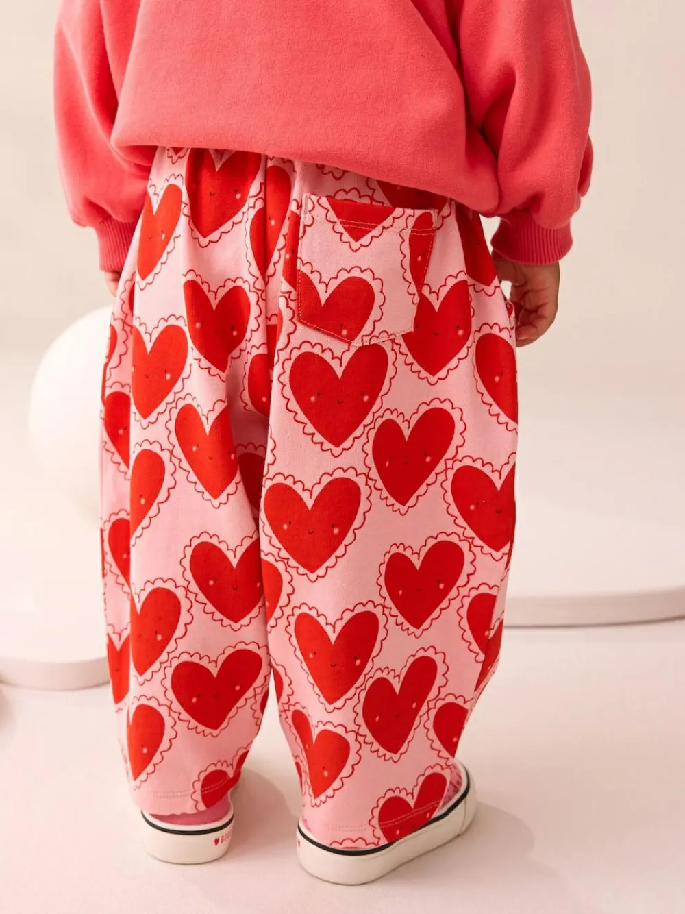 Next Red Heart Textured Barrel Leg Trousers (3mths-7yrs)^ Baby Girls|Pants & Leggings