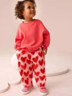 Next Red Heart Textured Barrel Leg Trousers (3mths-7yrs)^ Baby Girls|Pants & Leggings