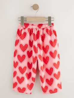 Next Red Heart Textured Barrel Leg Trousers (3mths-7yrs)^ Baby Girls|Pants & Leggings