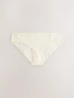 New Next Red Heart/Green Check Bikini Cotton Lace Knickers 4 Pack