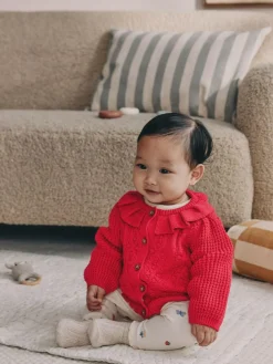 Hot Next Red Knitted Frill Collar Baby Cardigan (0mths-2yrs) (0mths-2yrs)