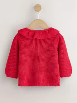 Hot Next Red Knitted Frill Collar Baby Cardigan (0mths-2yrs) (0mths-2yrs)
