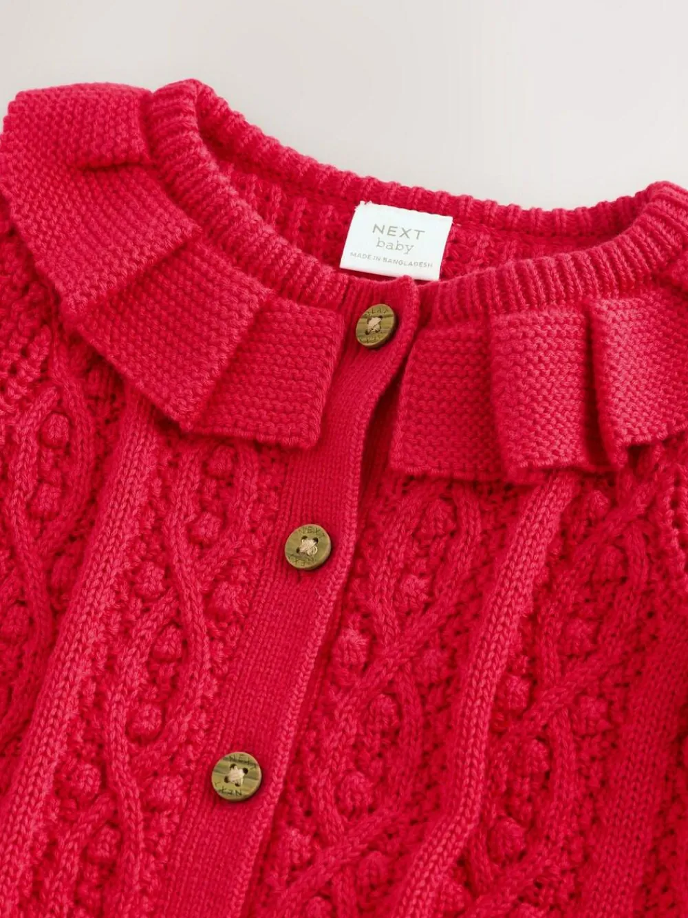 Hot Next Red Knitted Frill Collar Baby Cardigan (0mths-2yrs) (0mths-2yrs)