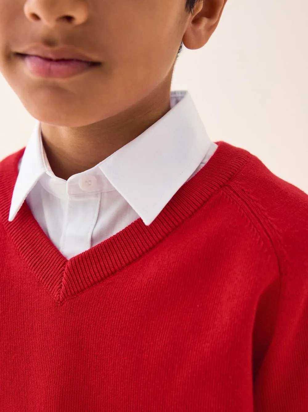 Next Red Knitted V-Neck School Jumper (3-16yrs)