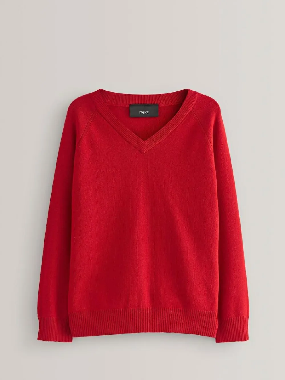 Next Red Knitted V-Neck School Jumper (3-16yrs)